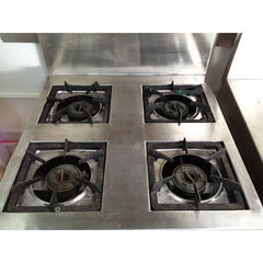 QuikFire ST08 high-pressure stainless steel commercial gas range with backsplash, manufactured in Thailand for restaurants, hotels and busy kitchens.