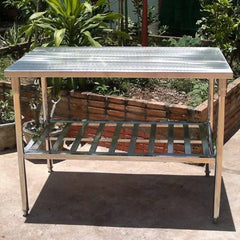 QuikFire WT04 stainless steel work table with drain shelf